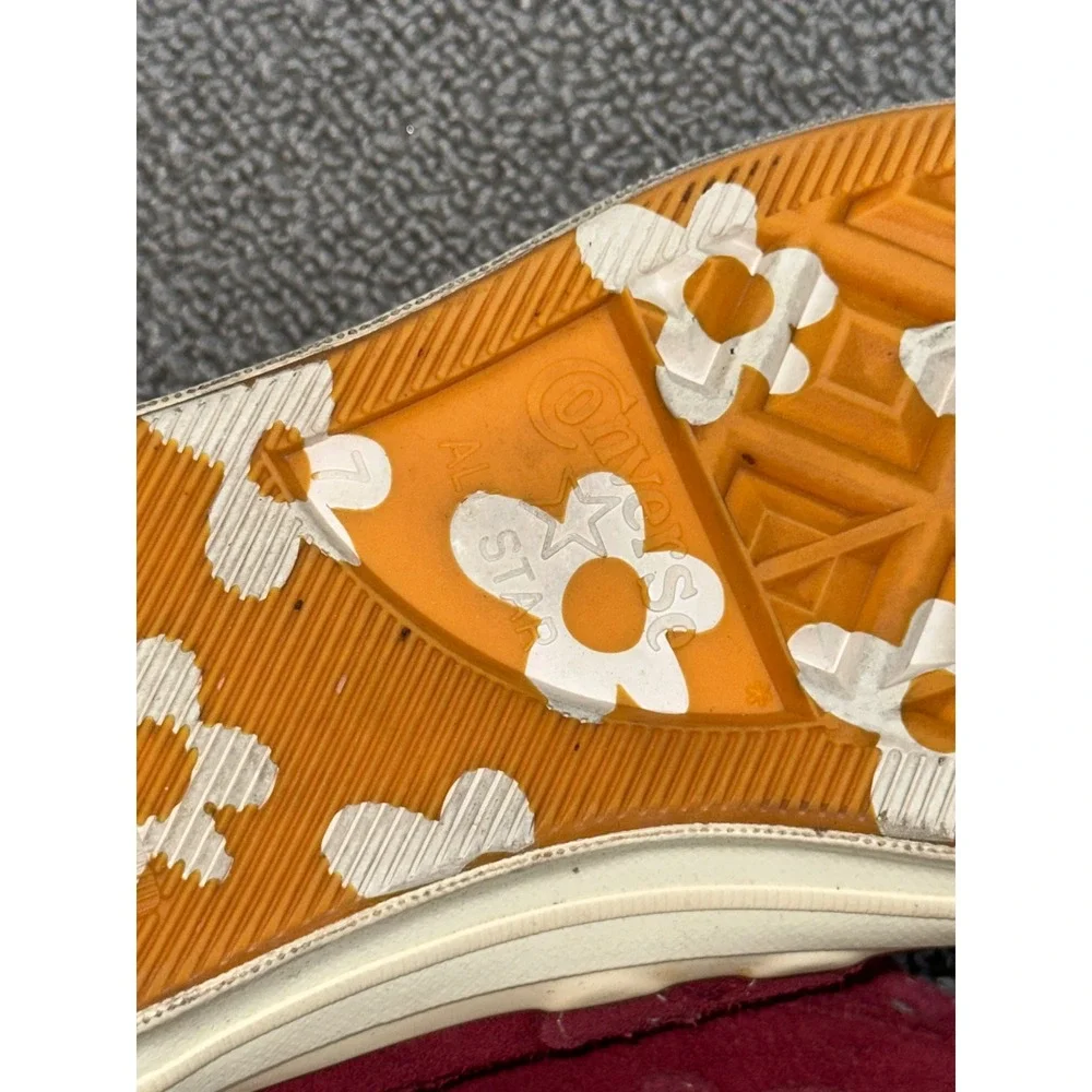 Converse Golf Le Fleur Sneakers M7 W9 Burgundy Red Low Top Suede Floral Rhubarb - Picture 10 of 11